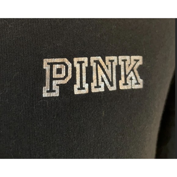 PINK Victoria's Secret-Black Long Sleeve T Shirt Bling Rhinestones-Sz S - Picture 3 of 11